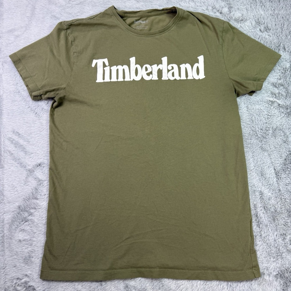 Timberland Green Short Sleeve Crew Neck 100% Organic Cotton T-Shirt Men's Size S